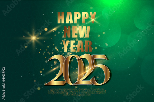 New Years 2025. Vector illustration of happy new year gold 