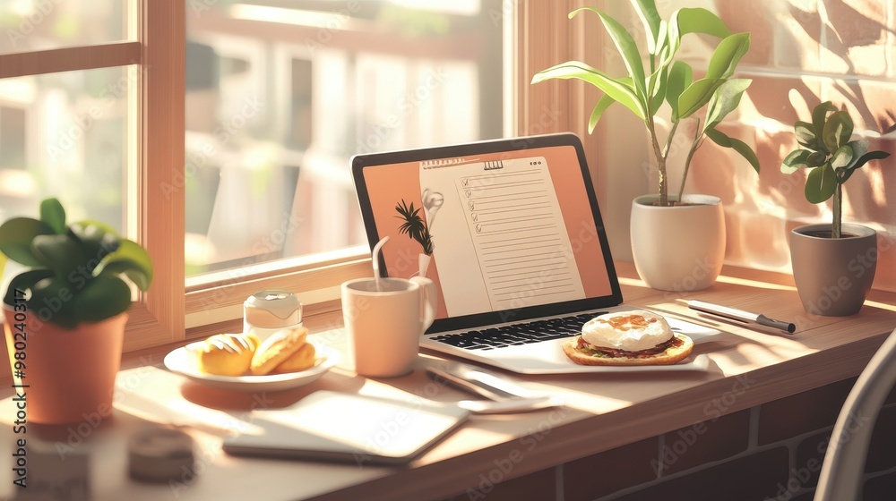 Fototapeta premium Sunny Morning Work Setup with a To-Do List