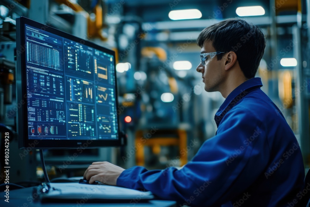 Engineer Monitoring Data on Industrial Control System Engineer Monitoring Data on Industrial Control System