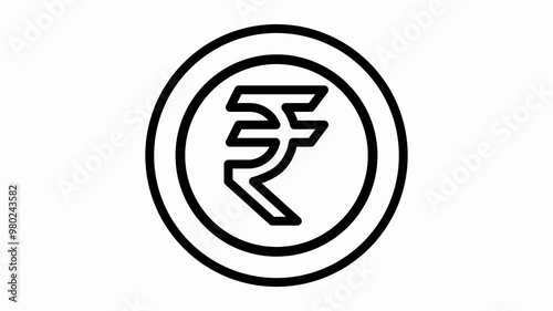 Animated, gold coin featuring rupee coin, Indian money symbol, ideal for financial concepts, currency exchange, current money, economics, investment, banking, savings and investment concepts design pr