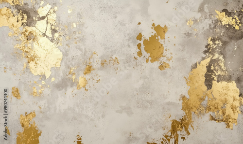 A wall with gold paint and gold spots photo