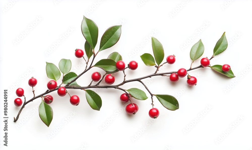 A red leafy branch with berries on it