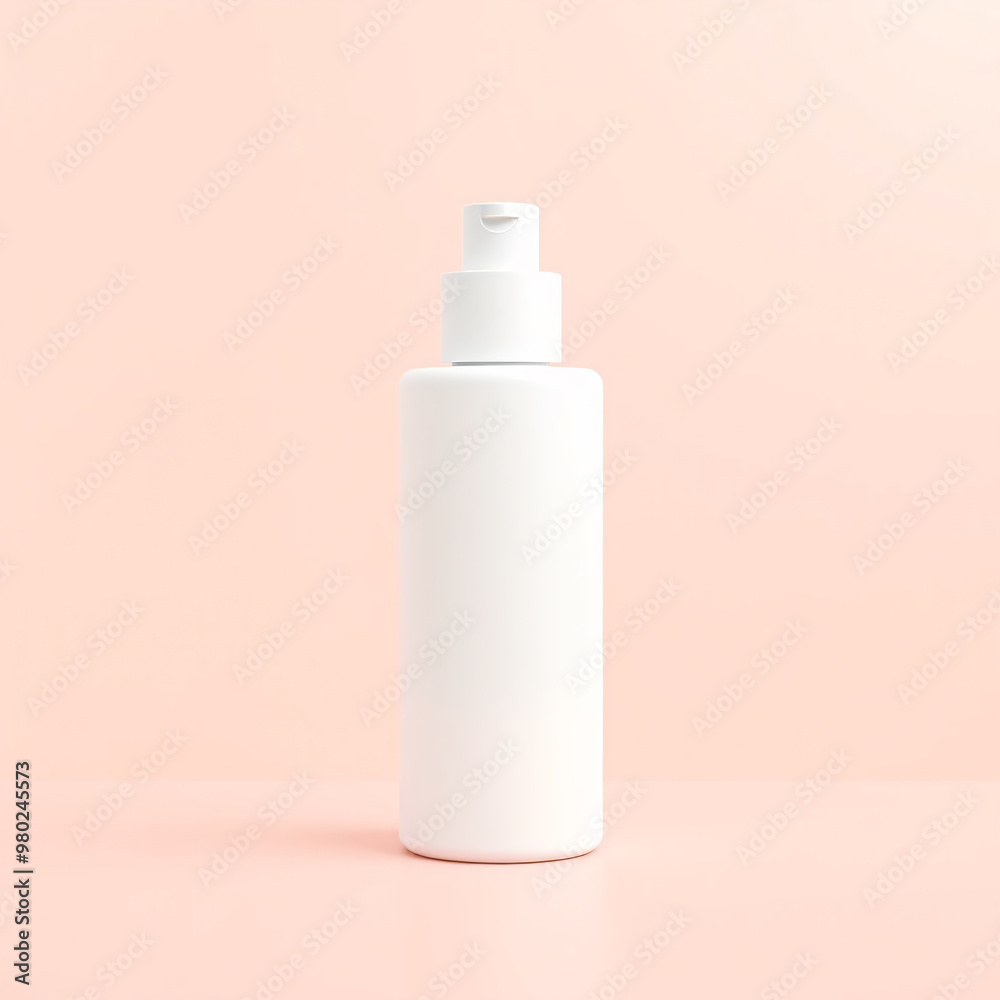 Blank white cosmetic skincare makeup bottle on pastel background. 3D Render Blank white cosmetic skincare makeup bottle on pastel background. 3D Render