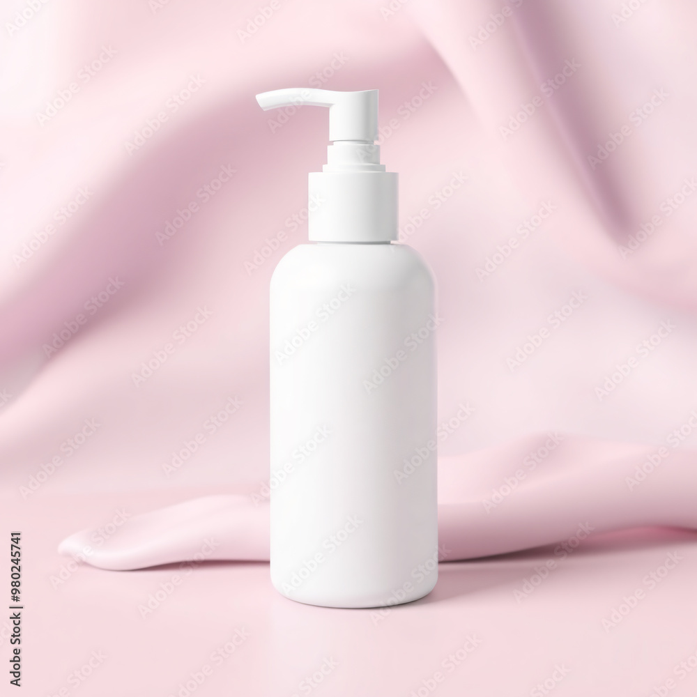 Blank white cosmetic skincare makeup bottle on pastel background. 3D Render Blank white cosmetic skincare makeup bottle on pastel background. 3D Render