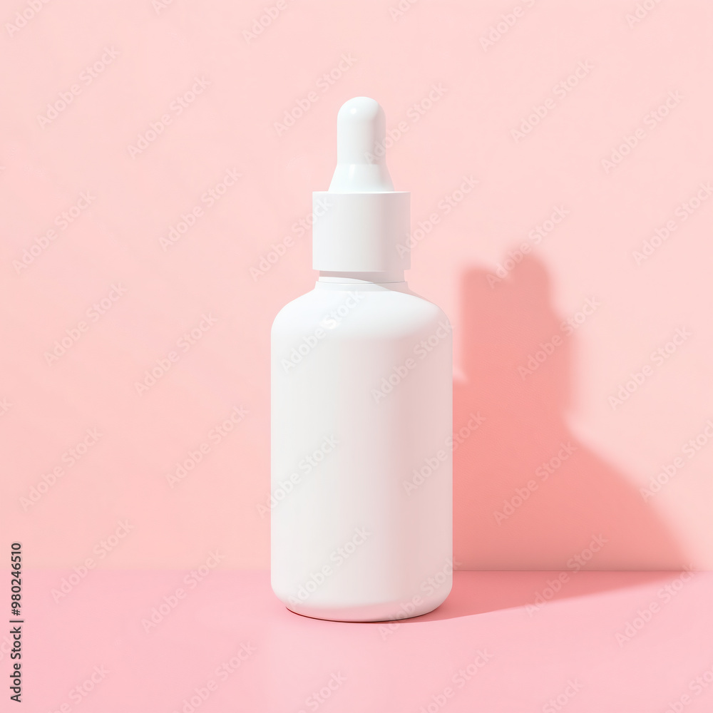 Blank white cosmetic skincare makeup bottle on pastel background. 3D Render Blank white cosmetic skincare makeup bottle on pastel background. 3D Render