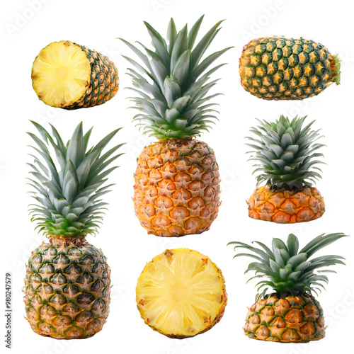 pineapple collection isolated on white background