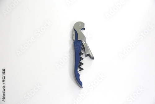 Wine bottle opener on white background