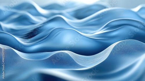 Blue 3D abstract background with AI-generated waves, rippling gently across the scene in a futuristic design. No people or logos.