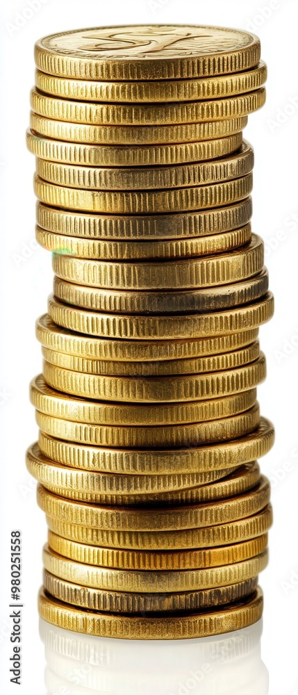 A tall stack of shiny gold coins showcasing wealth and prosperity, perfect for financial themed projects or presentations. A tall stack of shiny gold coins showcasing wealth and prosperity, perfect for financial themed projects or presentations.
