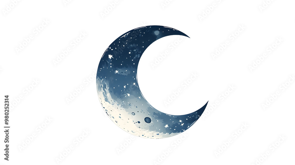 A mystical crescent moon design featuring a starry background, perfect for adding a celestial touch to any creative project. A mystical crescent moon design featuring a starry background, perfect for adding a celestial touch to any creative project.