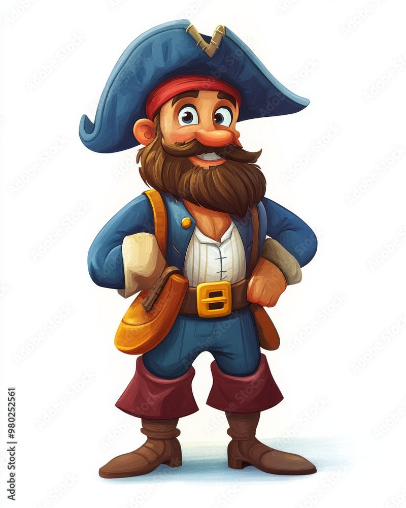 A pirate cartoon character, drawn in a fun and colorful style, ideal for childrens book illustrations or stock images for kids' products A pirate cartoon character, drawn in a fun and colorful style, ideal for childrens book illustrations or stock images for kids' products