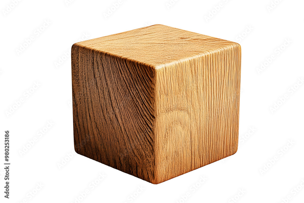A solid wooden cube showcasing natural grain patterns, perfect for design projects and artistic displays. A solid wooden cube showcasing natural grain patterns, perfect for design projects and artistic displays.