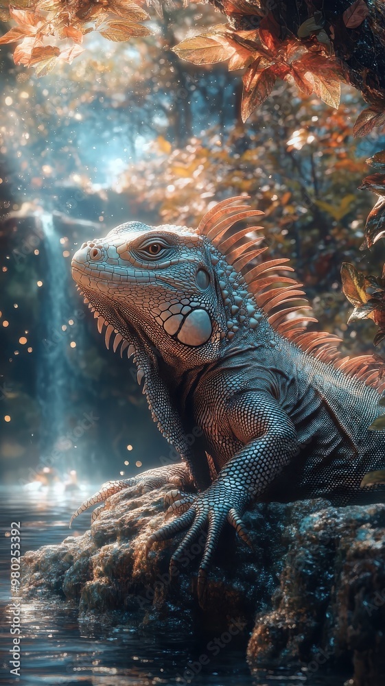 An iguana in a surreal, dreamlike setting, creating a fantastical and imaginative visual experience. An iguana in a surreal, dreamlike setting, creating a fantastical and imaginative visual experience.