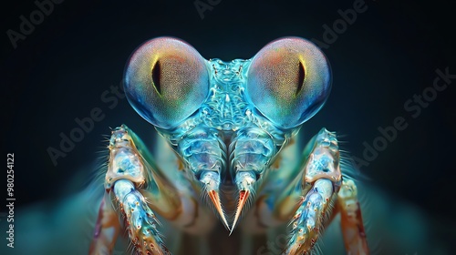 Close-up macro photo of a mantis shrimp's face photo