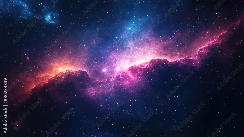 The vastness of space, filled with clouds of gas and dust, where stars form and galaxies swirl, The vastness of space, filled with clouds of gas and dust, where stars form and galaxies swirl,