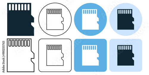 memory card, sd card. device data storage vector pictogram sign icon symbol ui and ux design, glyphs and stroke line