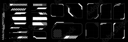 Futuristic Hud Element Vector Illustration. Set cyberpunk tech collection.