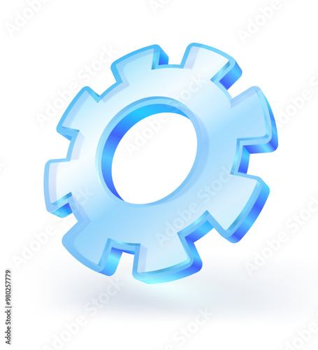Transparent blue glass gear