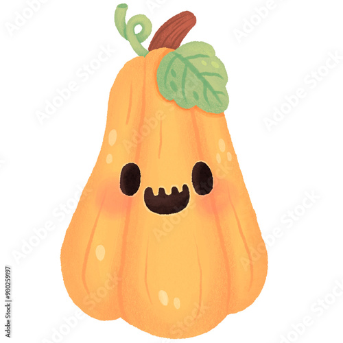 Yellow Halloween pumpkin with smiley face