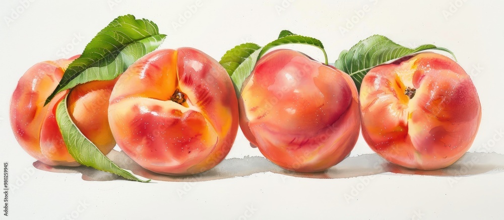Peaches On A White Background Peaches On A White Background