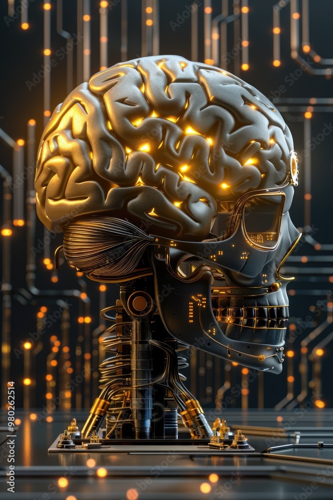 The concept of artificial intelligence, robot brain The concept of artificial intelligence, robot brain