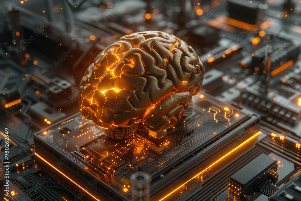 Fototapeta premium The concept of artificial intelligence, robot brain