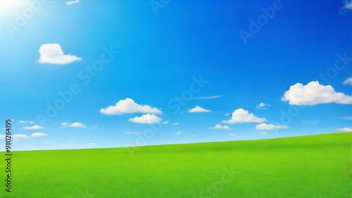 Short green grass for the subject sunny day