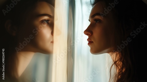 Depersonalization disorder conceptual portrait for mental health awareness print photo