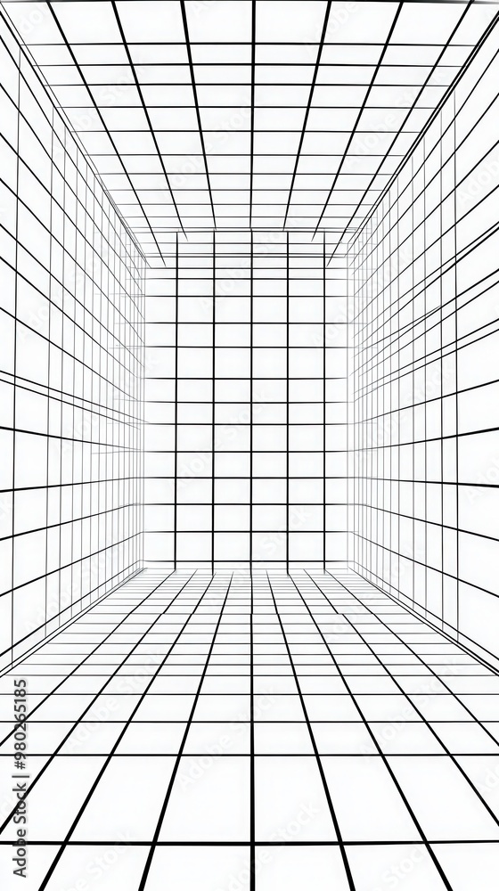 A minimalist perspective of an empty room with a grid pattern, evoking a sense of space and depth for various design projects. A minimalist perspective of an empty room with a grid pattern, evoking a sense of space and depth for various design projects.