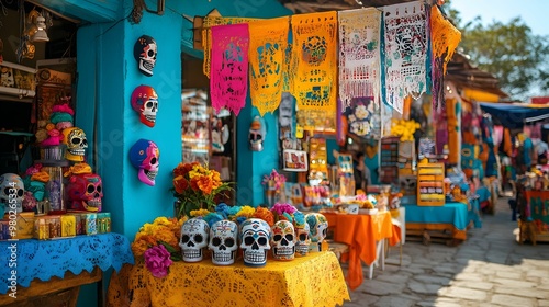 A colorful market with many different items for sale