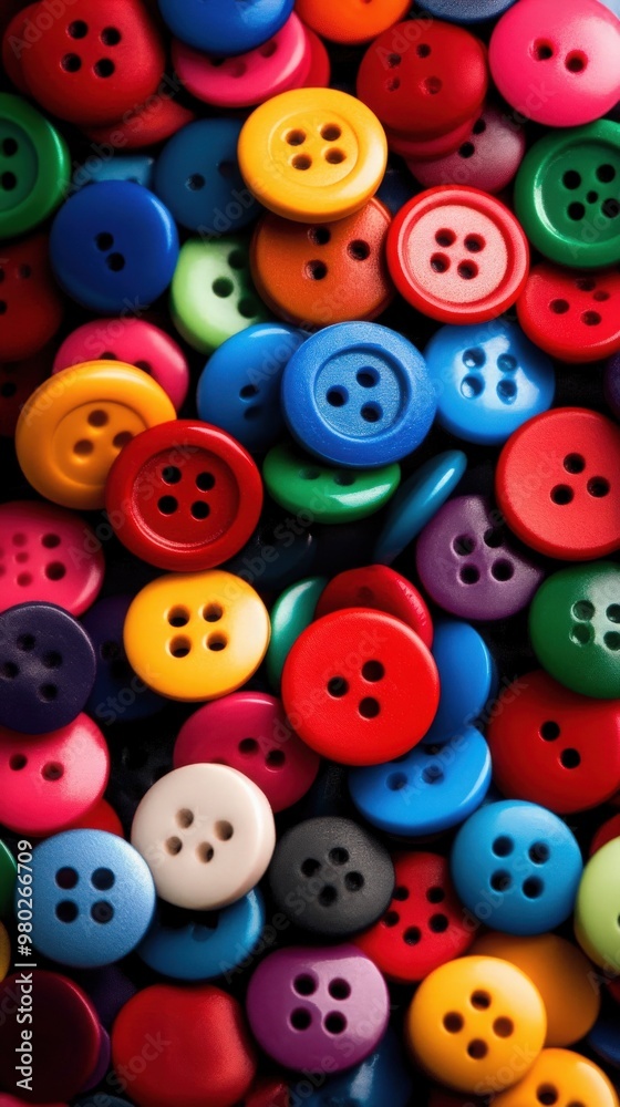 A vibrant collection of colorful buttons, showcasing various sizes and shapes, perfect for projects and sewing designs. A vibrant collection of colorful buttons, showcasing various sizes and shapes, perfect for projects and sewing designs.