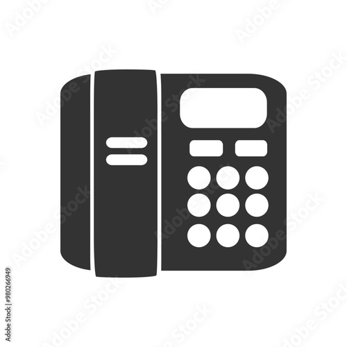 Black Silhouette of a Classic Office Landline Telephone. black silhouette illustration of a classic office landline telephone. Iconic design representing communication, technology, and business .