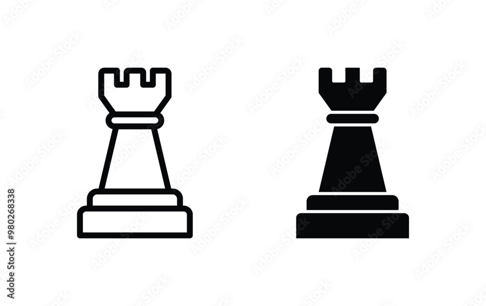 chess piece rook icon vector chess piece rook icon vector