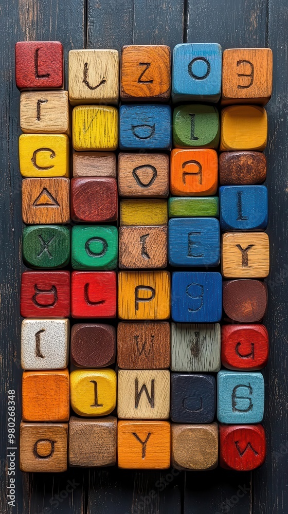 educational still life vibrant wooden alphabet blocks arranged in playful pattern soft natural lighting learning concept educational still life vibrant wooden alphabet blocks arranged in playful pattern soft natural lighting learning concept