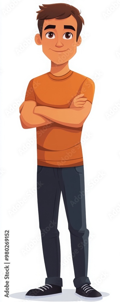 Friendly young man in casual clothing poses confidently with arms crossed, showcasing a relaxed and approachable personality. Friendly young man in casual clothing poses confidently with arms crossed, showcasing a relaxed and approachable personality.