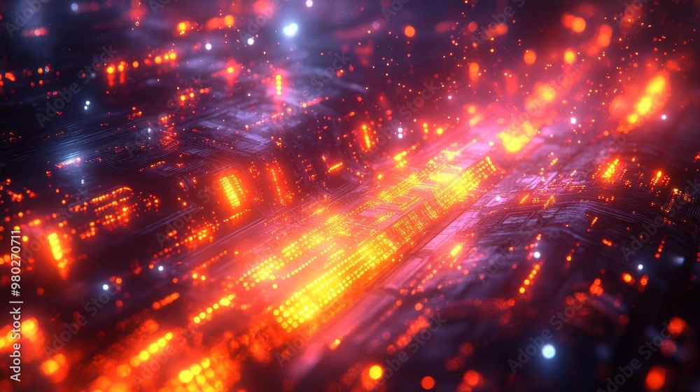 Futuristic Circuit Board with Glowing Data Streams Generative AI Futuristic Circuit Board with Glowing Data Streams Generative AI