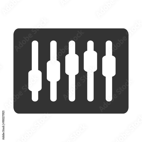 Audio Mixer Icon Panel with Control Sliders.  graphic representation of an audio mixer panel featuring adjustable control sliders. Perfect for music, sound engineering, and technology-related projects