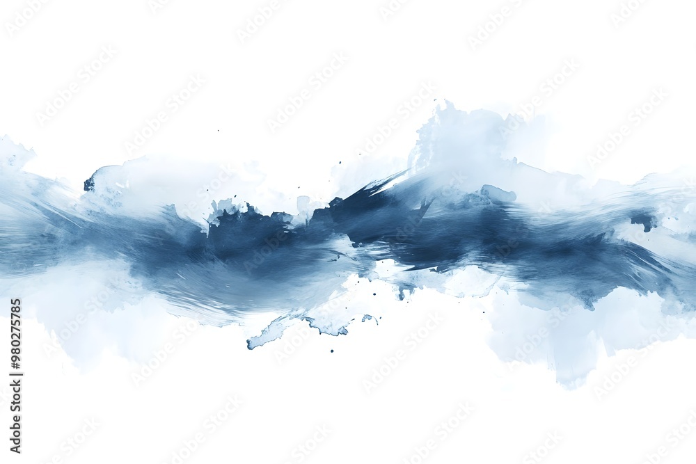Obraz premium The image is a blue and white watercolor painting of a wave
