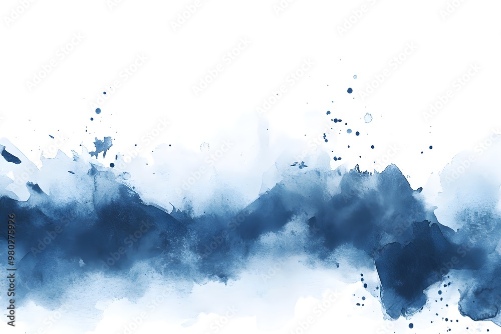 Obraz premium A blue water spray painting with white background