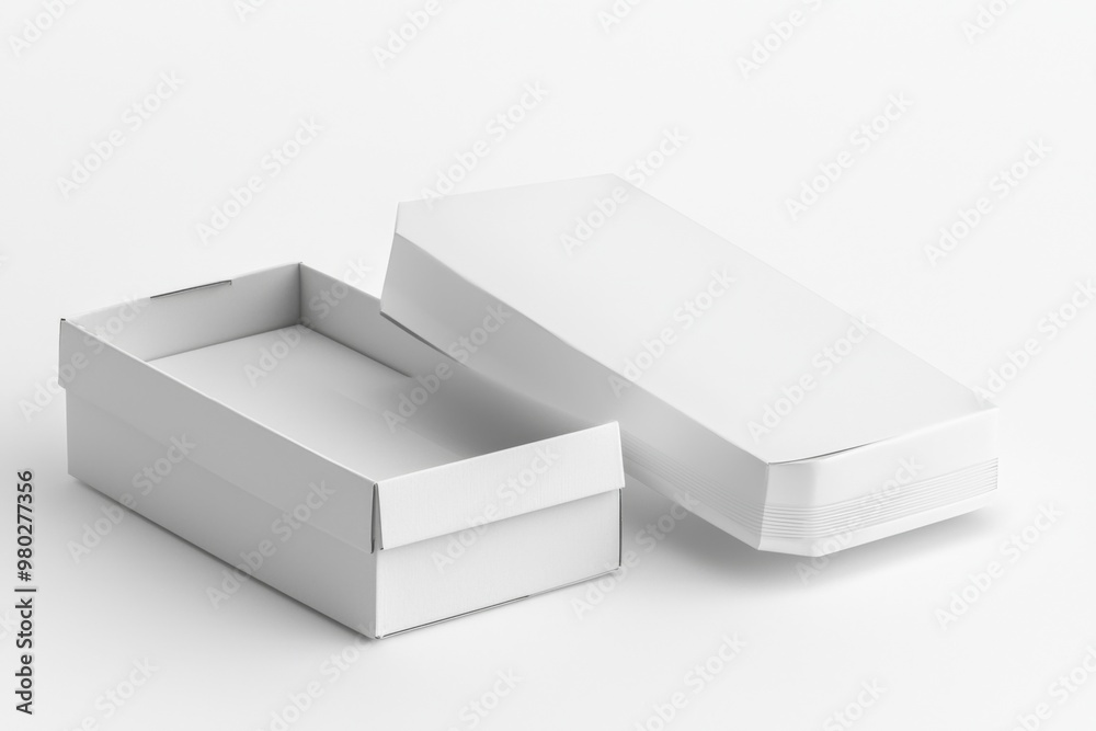 Shoe Box Mockup on Isolated white Background created with Generative AI Shoe Box Mockup on Isolated white Background created with Generative AI