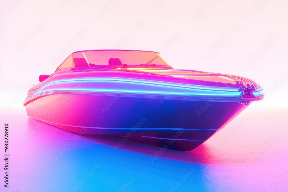 A vibrant boat illuminated with colorful neon lights, showcasing a modern design and dynamic aesthetic. A vibrant boat illuminated with colorful neon lights, showcasing a modern design and dynamic aesthetic.