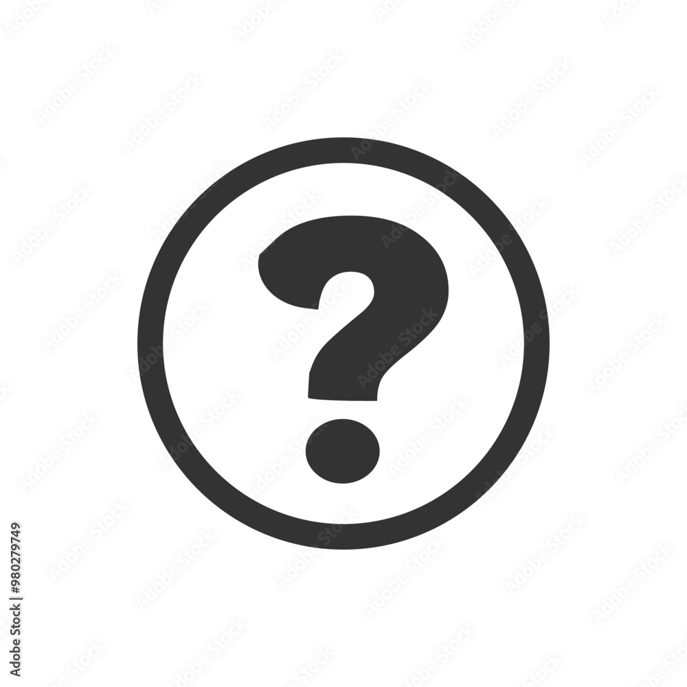 Black and White Question Mark Icon in Circle. A simple black and white icon of a question mark within a circle, symbolizing inquiry, curiosity, or uncertainty. Black and White Question Mark Icon in Circle. A simple black and white icon of a question mark within a circle, symbolizing inquiry, curiosity, or uncertainty.