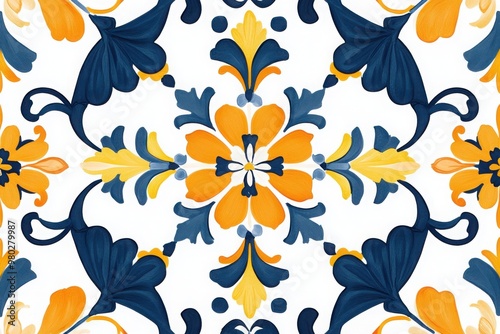 Vibrant floral pattern featuring bold colors and intricate designs, perfect for textiles, wallpapers, and modern decorations.