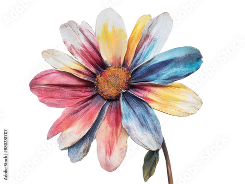 A vibrant, colorful flower painting showcasing unique brush strokes and bright hues, perfect for artistic projects and decor. transparent background