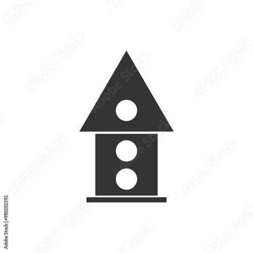 Basic RGBMinimalist Birdhouse Icon with Geometric Shapes. A simple and clean minimalist icon of a birdhouse featuring geometric shapes. Perfect for modern design projects and applications.