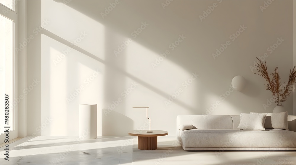 Minimalist and Clutter Free Living Room with Neutral Tones and Clean Lines Minimalist and Clutter Free Living Room with Neutral Tones and Clean Lines