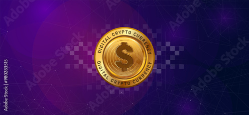 Digital dollar USD central bank digital currency crypto blockchain coin concept futuristic financial technology