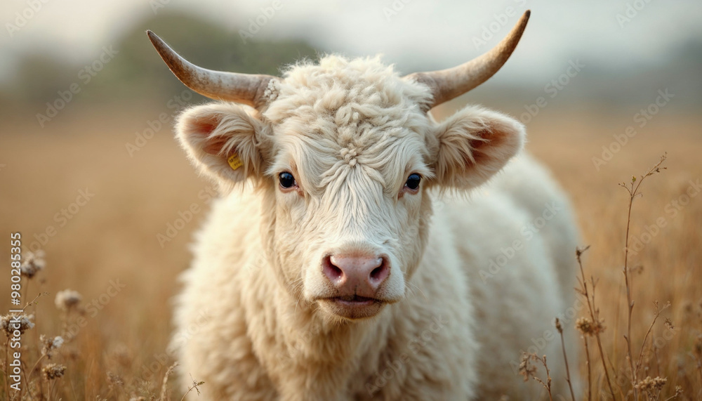 Highland cow art with a white farm aesthetic look Highland cow art with a white farm aesthetic look