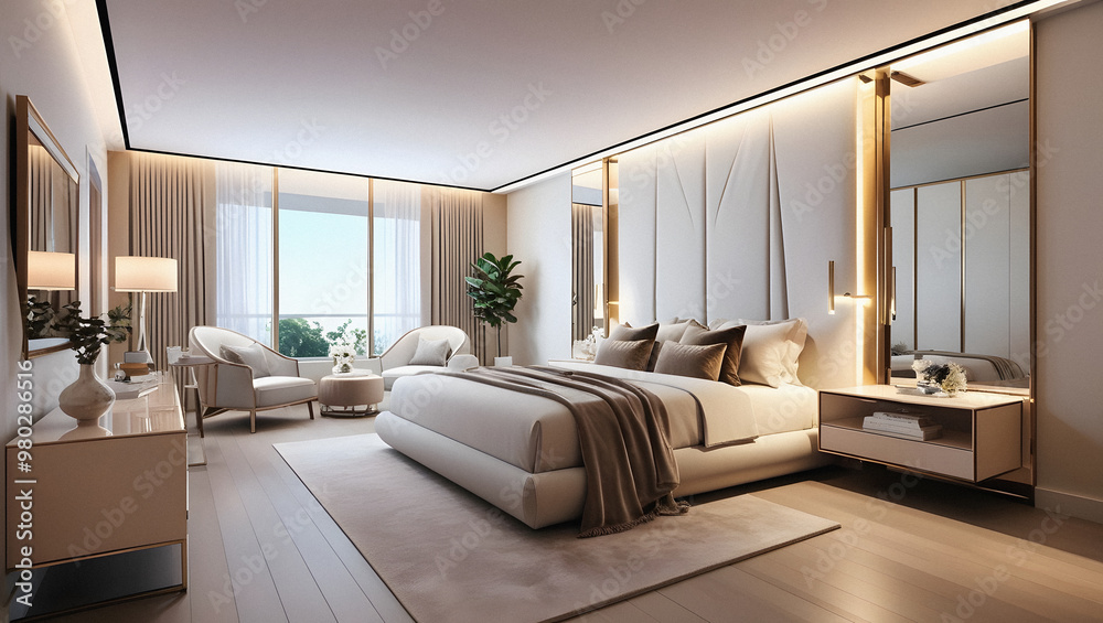 Elegant, modern, cozy and well-lit room Generative AI Elegant, modern, cozy and well-lit room Generative AI