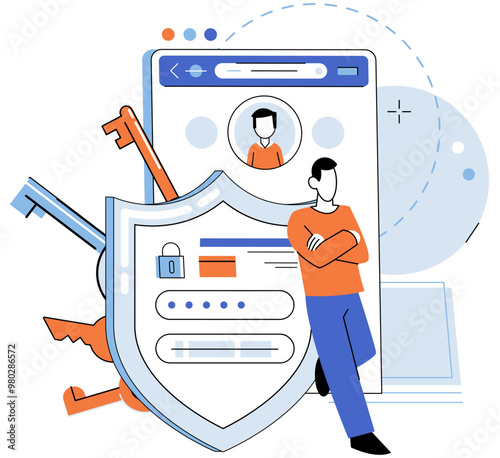 User authorization. Vector illustration. Personal information must be kept private to ensure user privacy Privacy protection measures should be implemented to safeguard user data Safety measures